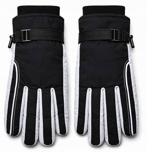 RĘKAWICE Narciarskie Ocieplane Dziecięce Czarne Rozmiar - 8-10 LAT