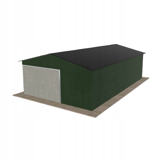 Plechová garáž 5x8 m jednopolohová, dvouspádová, zelená