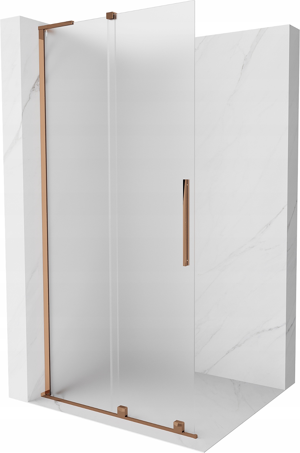 Mexen Velar L Posuvná sprchová stěna Walk-in 90x200cm, matné sklo, růžové z