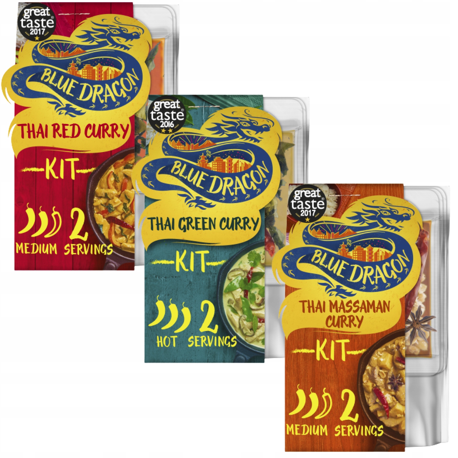 

Blue Dragon Zestaw green red massaman curry pasta
