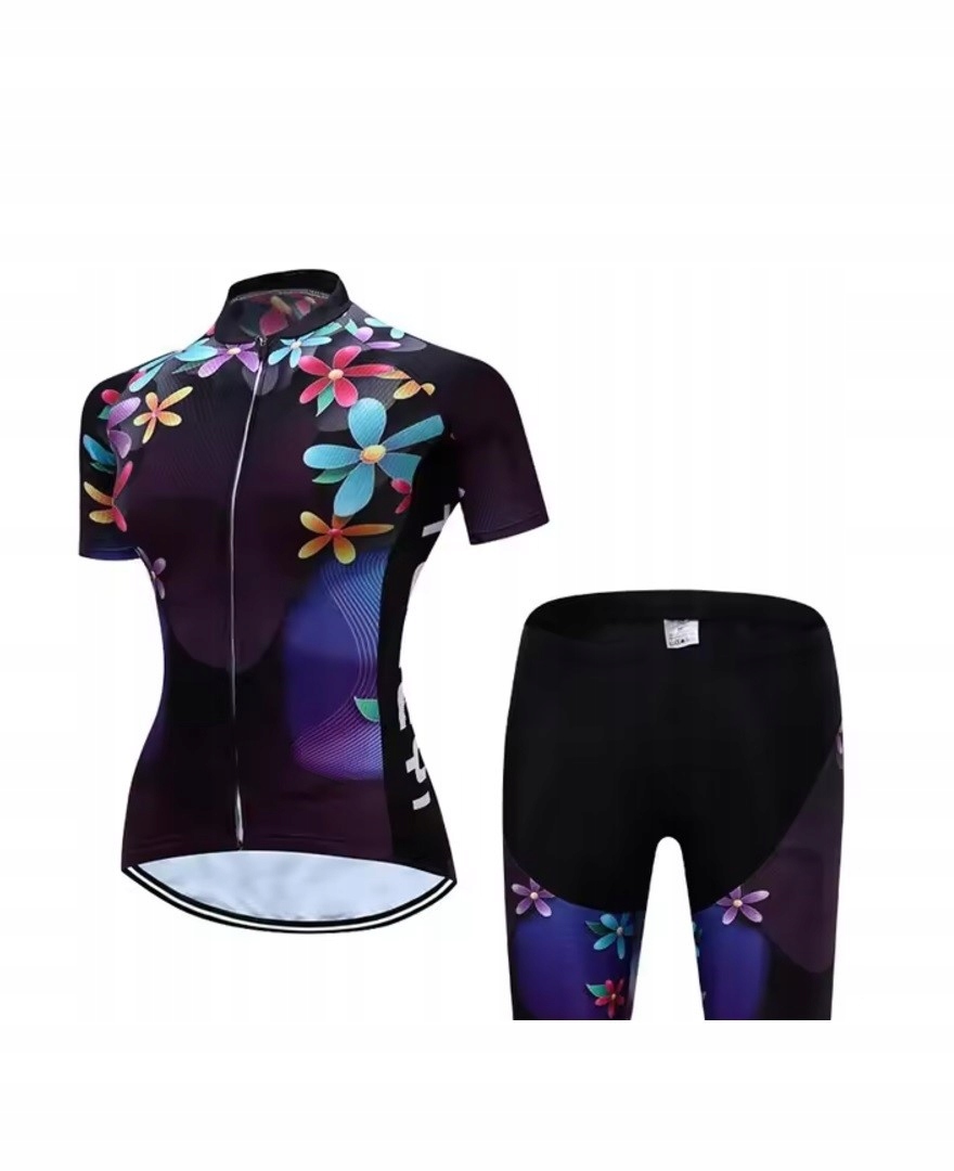 Zestaw Komplet Rowerowy Damski Rozmiar L X-labor Czarny Kwiaty