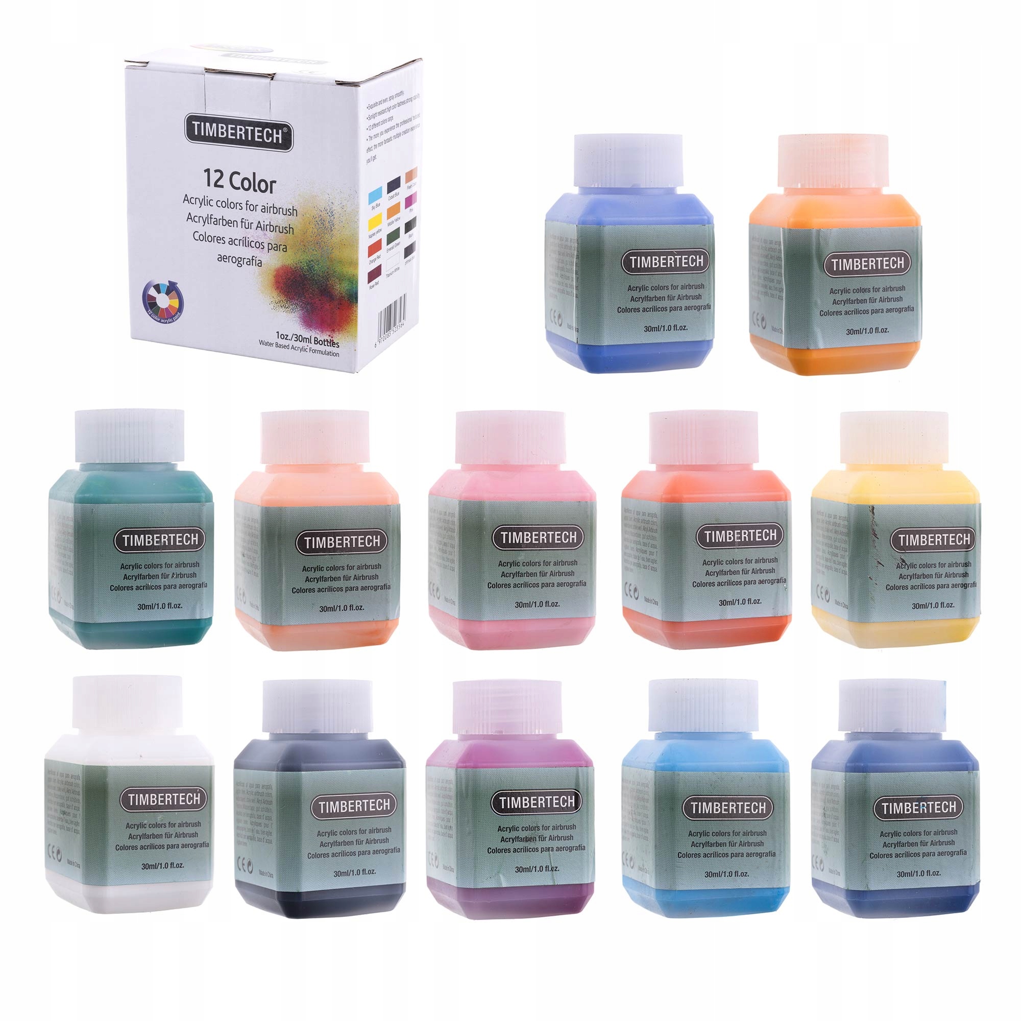 Akrylové Barvy 12 Barev 30 ML Vodní Netoxické Rychleschnoucí Pro Hobby