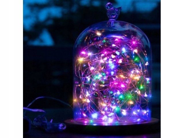 lampki 10szt  dekoracyjne na druciku 30 LED 3m PURPUROWE (na baterie) NT2410 — 4