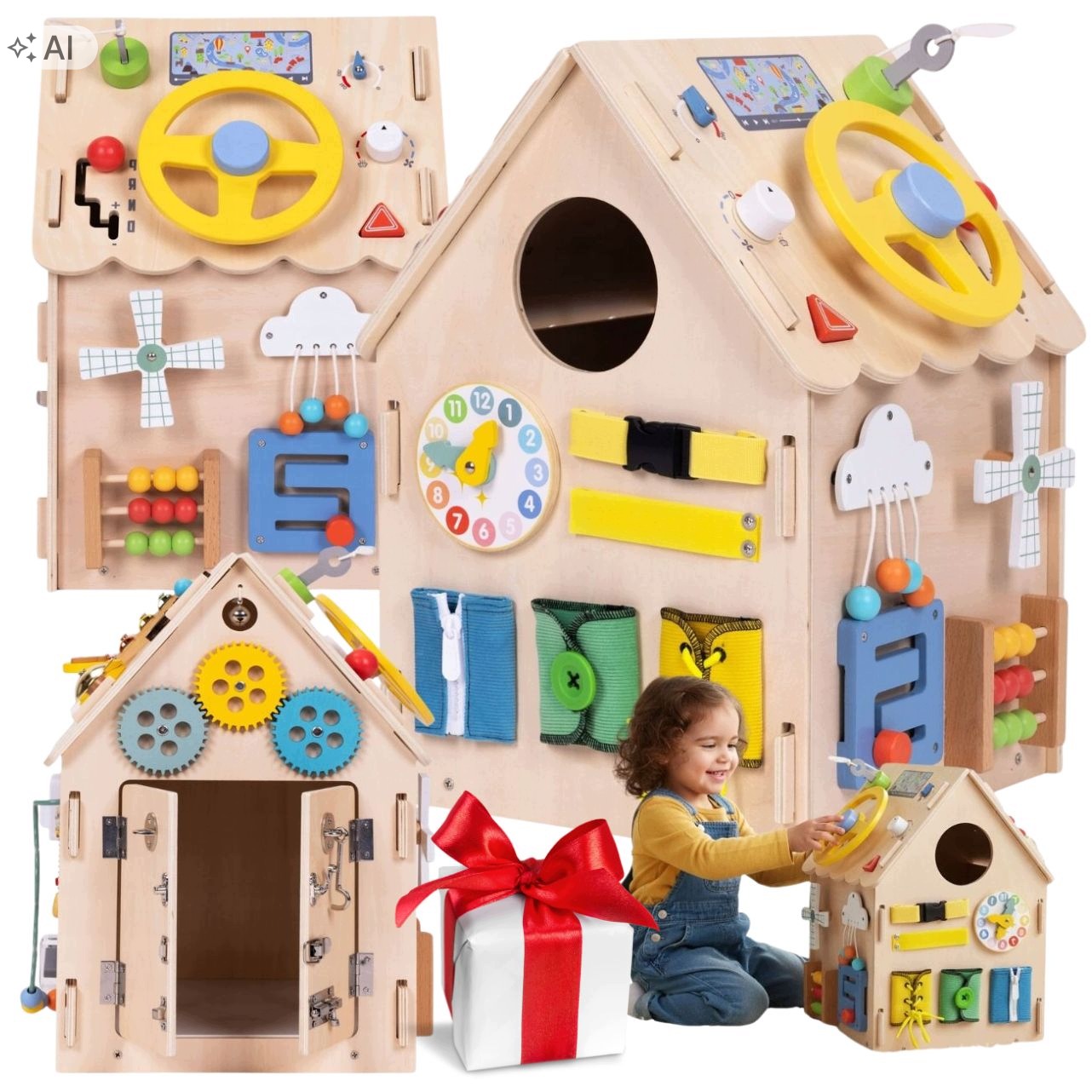 Drewniana Zabawka Edukacyjna Dla 2 3 Latka Dziecka Domek Manipulacyjny 30EL