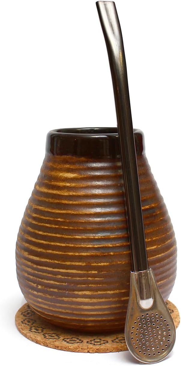 Levně Sada Pro Yerba Mate Bombilla Tykva Matero 350 ml Korková Podložka