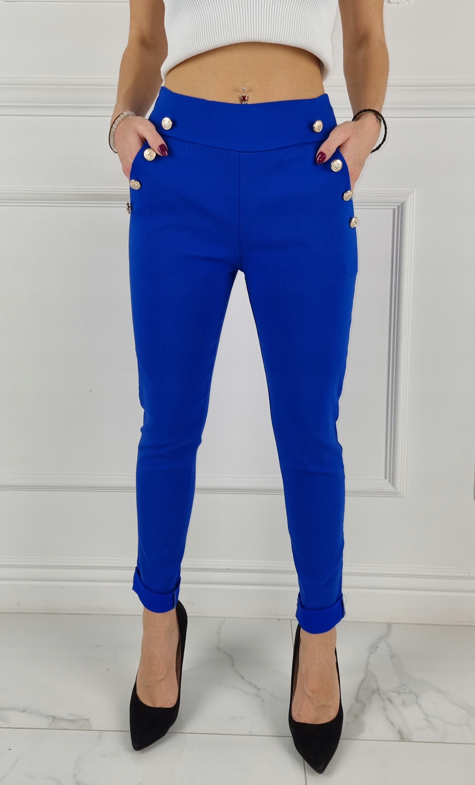 ELASTYCZNE - SPODNIE - DAMSKIE - W GUMKĘ - GUZIKI Marka inna