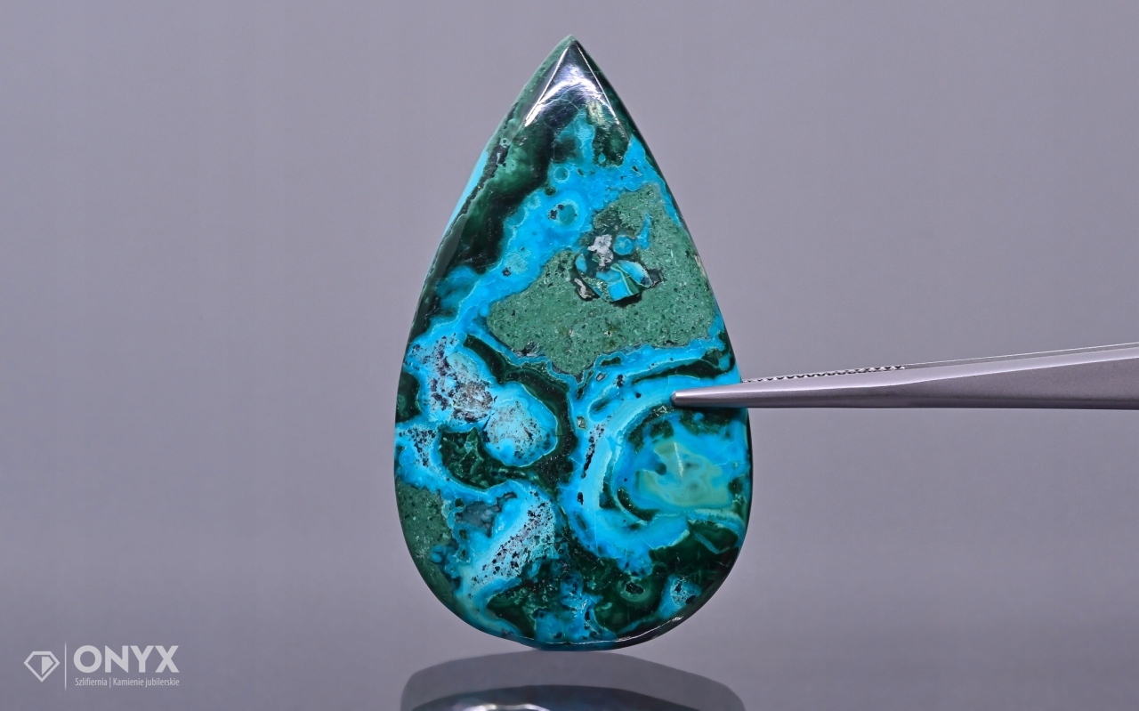 Chryzokola kabošon slza 51x30 mm