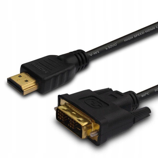Kabel Hdmi 19 pin (M) DVI 18+1 (M) 1,8m, złote końcówki, CL-139