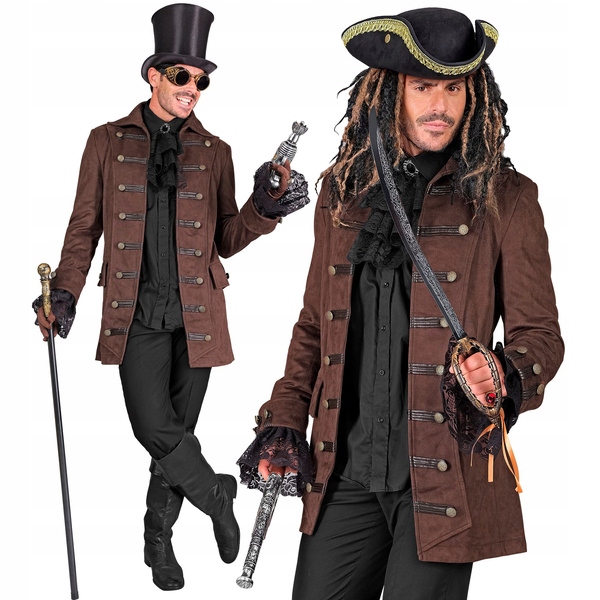 Pánský kabát piráta steampunk hnědý, velikost S