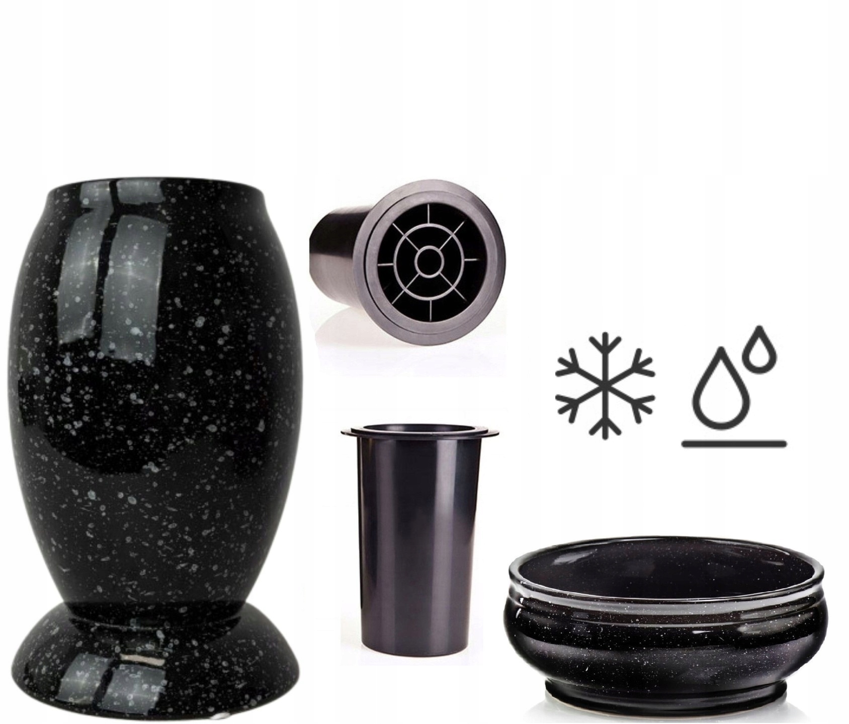 Wazon i Misa na cmentarz doniczka mrozoodporna czarna Ø 22 cm wazon h 22 cm