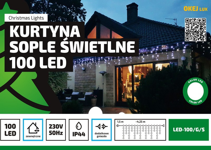 

Kurtyna Sople Zewnętrzne Płynące 100LED Niebieskie