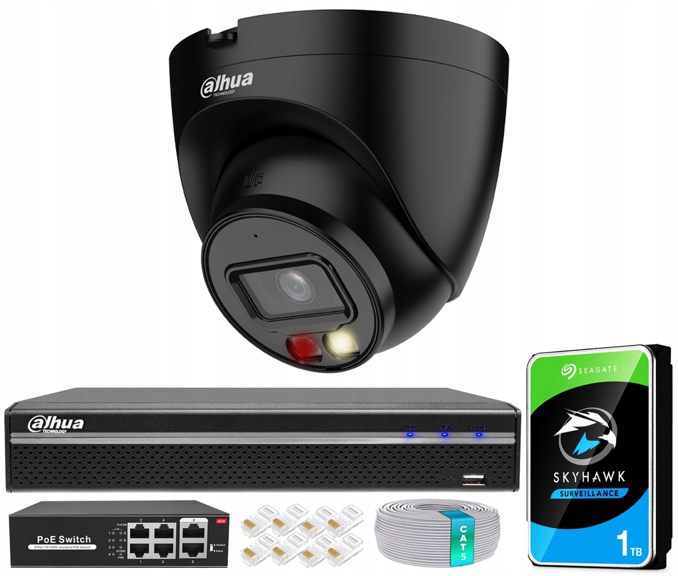 Ip monitorovací sada Dahua 4Mpx kamery IPC-HDW1439V-A-IL-0280B černá