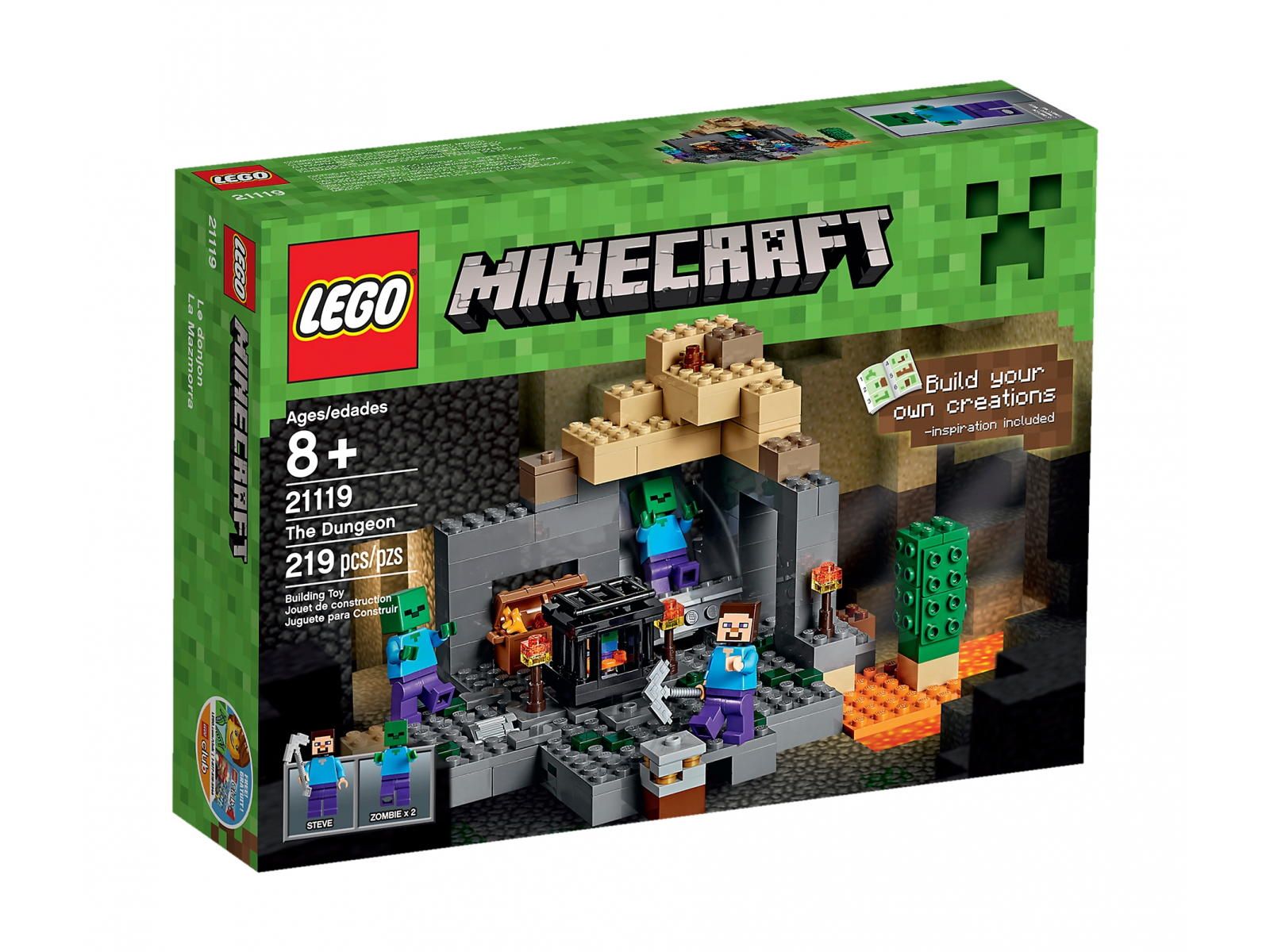 Lego 21119 Minecraft Loch Steve Zombie spawner czerwony kamień