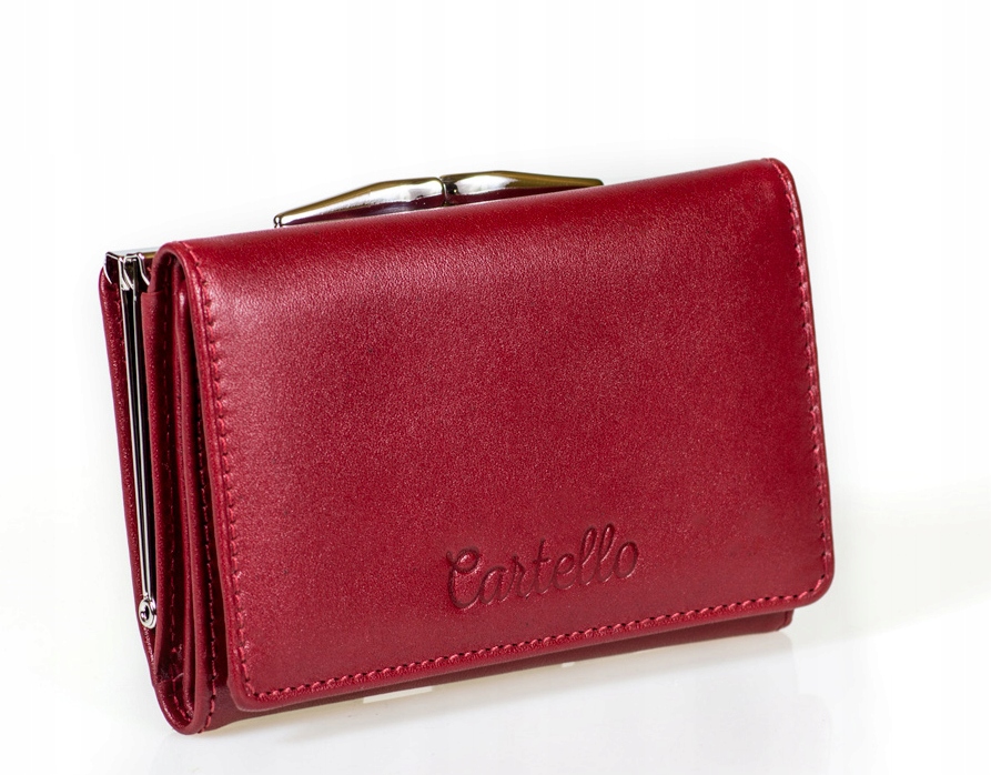 

Skórzany mały Portfel czerwony Cartello D110-6