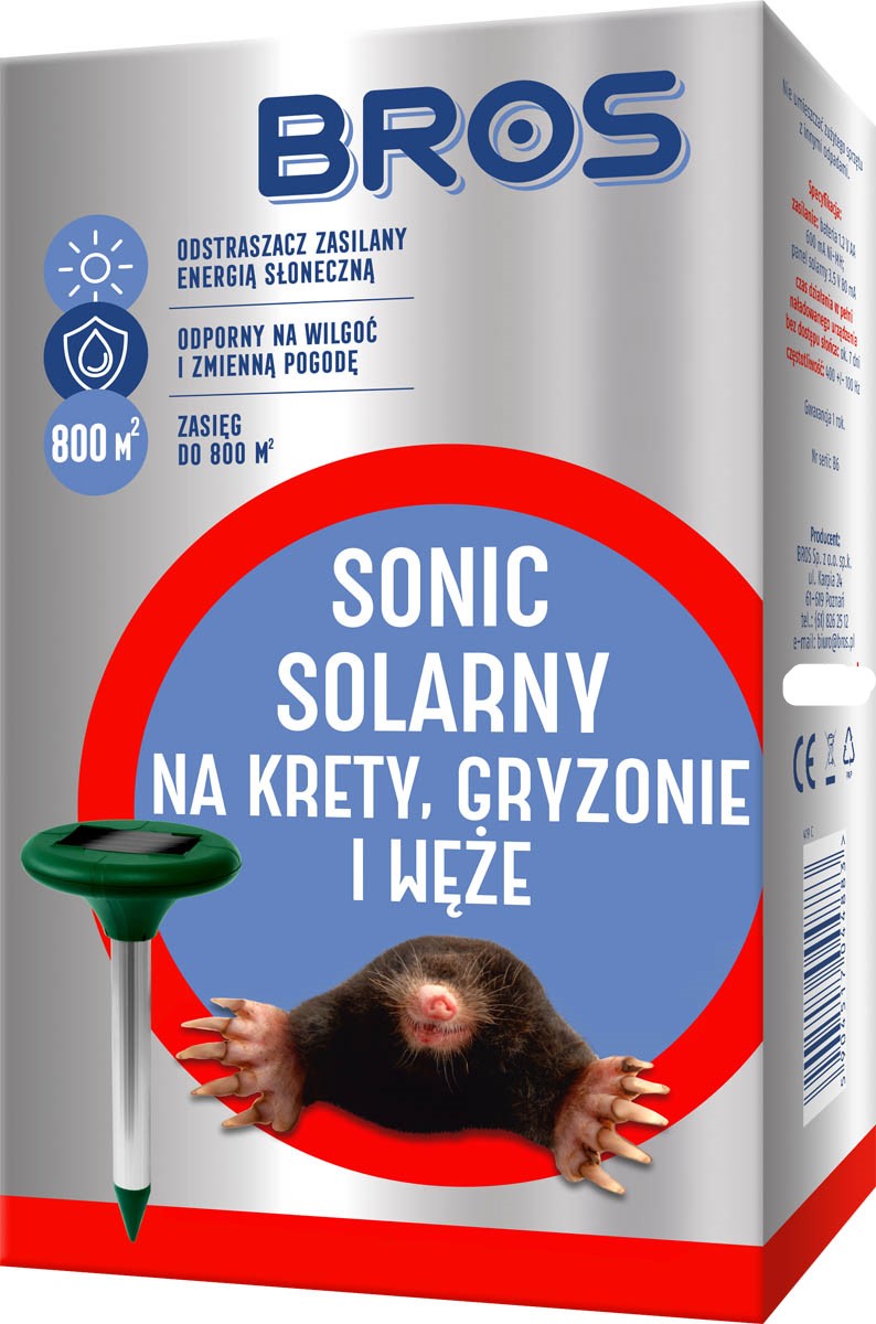 

Silny Odstraszacz Solarny Krety Nornice Myszy Bros