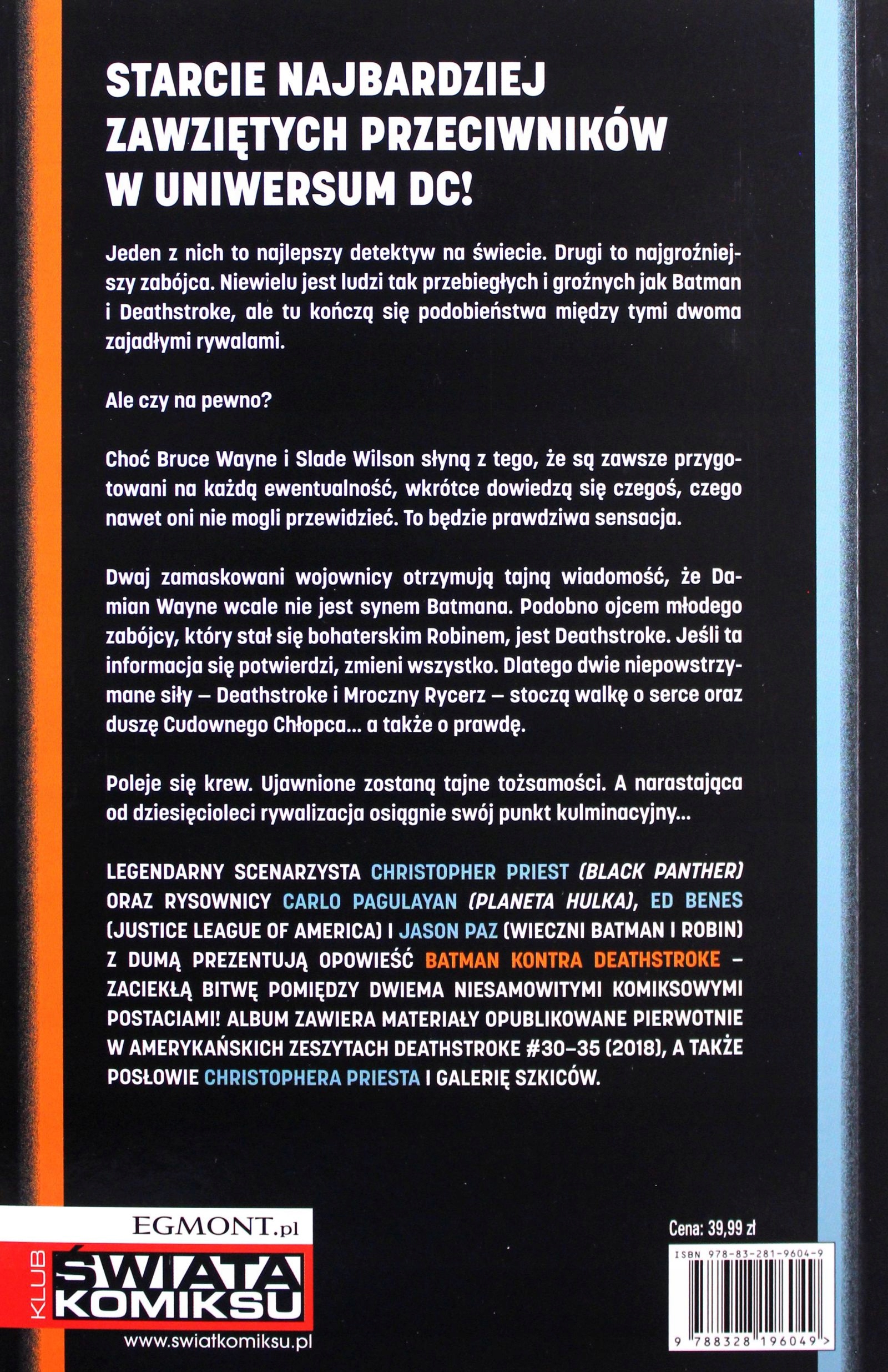 BATMAN KONTRA DEATHSTROKE - Christopher Priest (KO Stan opakowania oryginalne