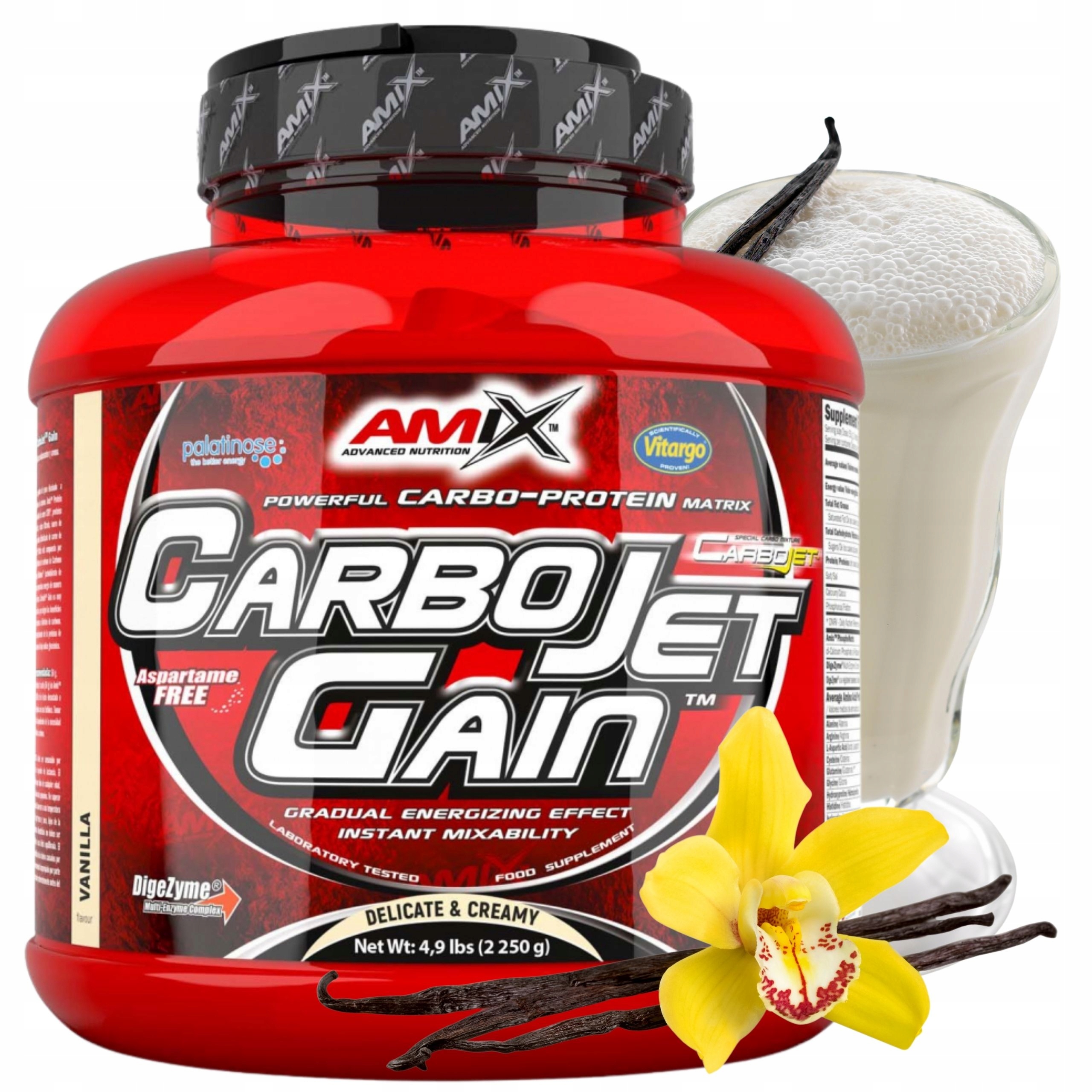Doplněk Stravy Gainer na hmotu Cfm Vitargo Komplexní sacharidy Protein Cfm Vanilka