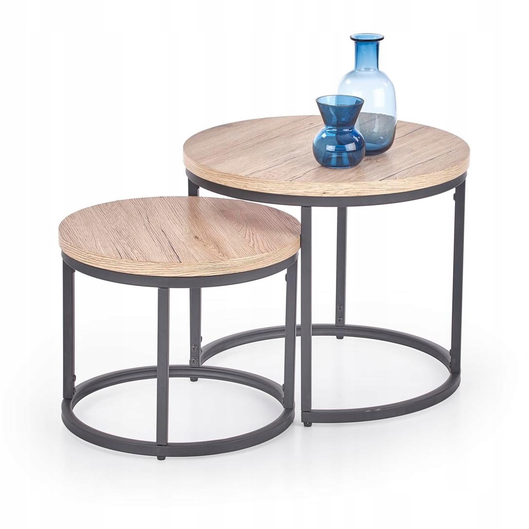 Sada 2 stolíkov do obývačky, okrúhle čierne, oceľ