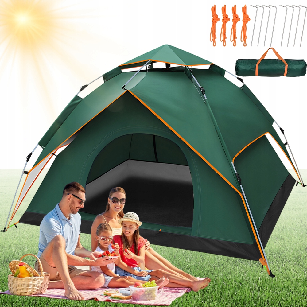 Voděodolný Velký Turistický Stan Pro 4 Osoby 235x185 cm XXL