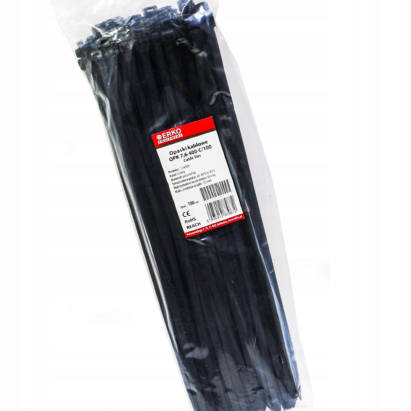 

opaska zaciskowa czarna Opk 400 7,6 100szt Erko