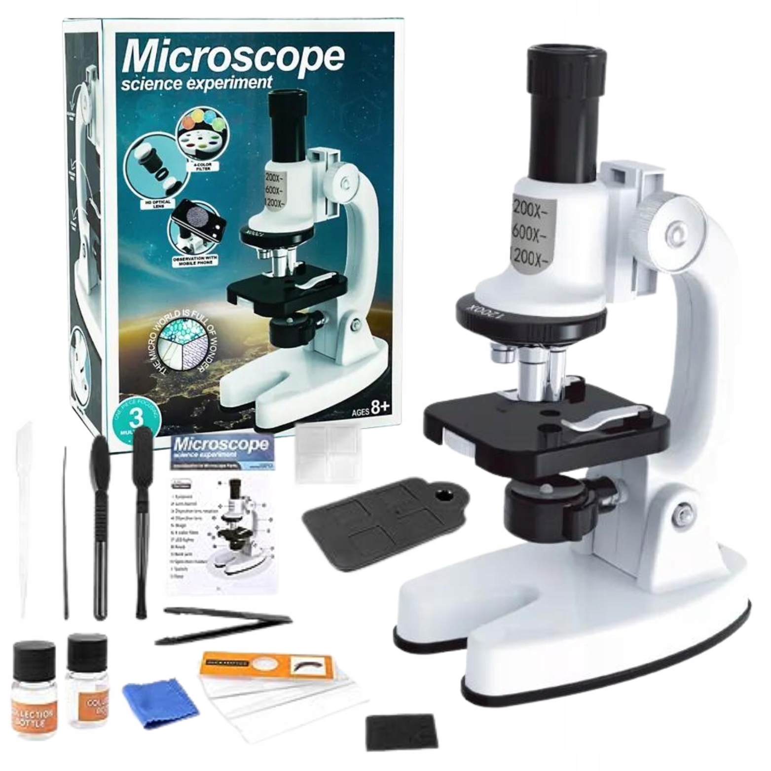 MIKROSKOP EDUKACYJNY ŚWIATŁA LED PRZYBLIŻENIE 1200X PREZENT DLA DZIECKA XL Kod producenta MIKROSKOP Z PRZYBLIŻENIEM 1200X DLA DZIECI XL