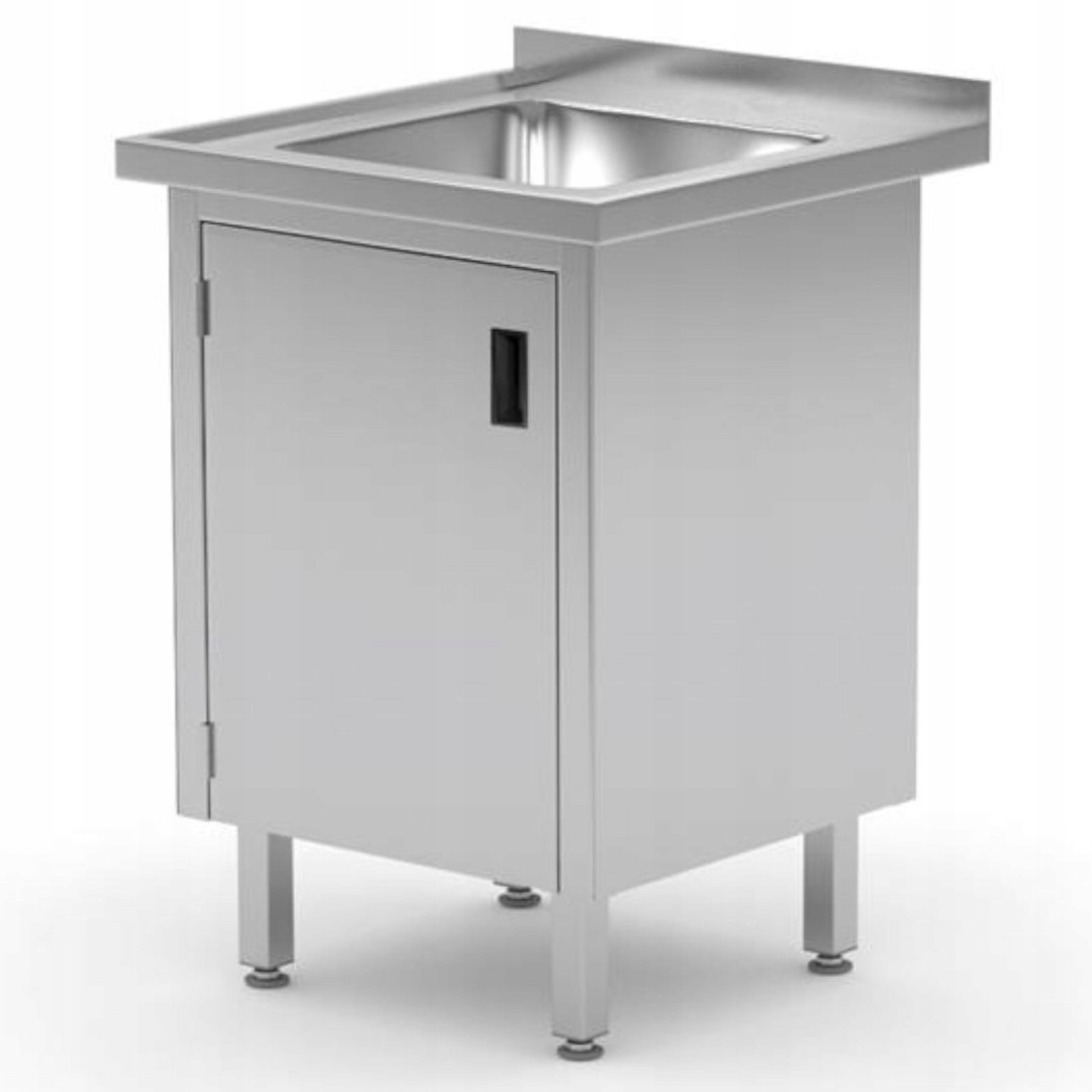 Zlew roboczy gospodarczy z szafką z drzwiami na zawiasach spawany 50x70x85