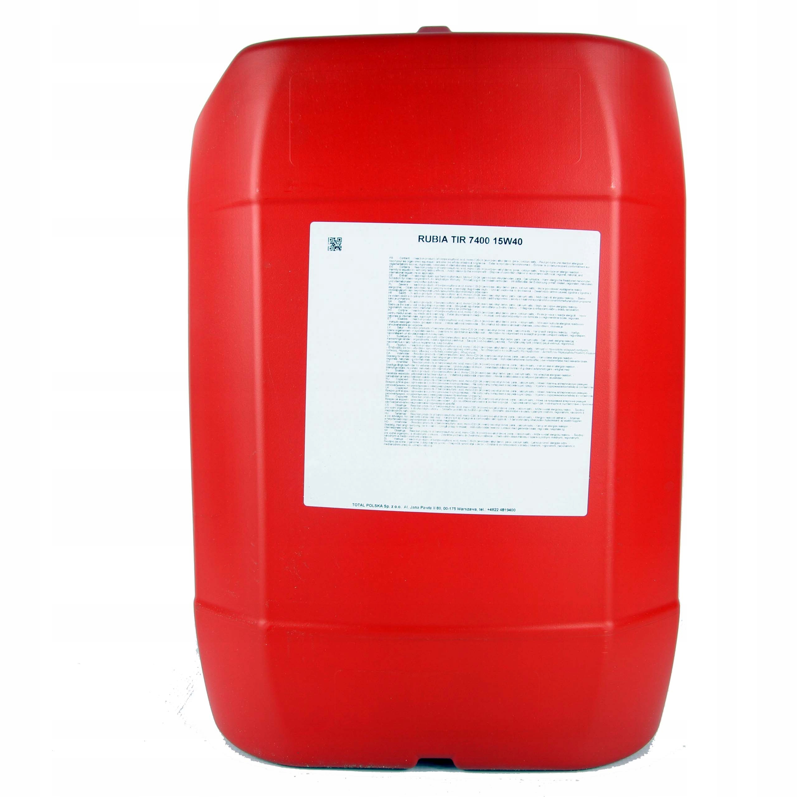 OLEJ TOTAL 15W40 20L RUBIA 7400 / CI-4 / E5/E7 / 228.3 / M 3275 / VDS-3 / R Rodzaj mineralne