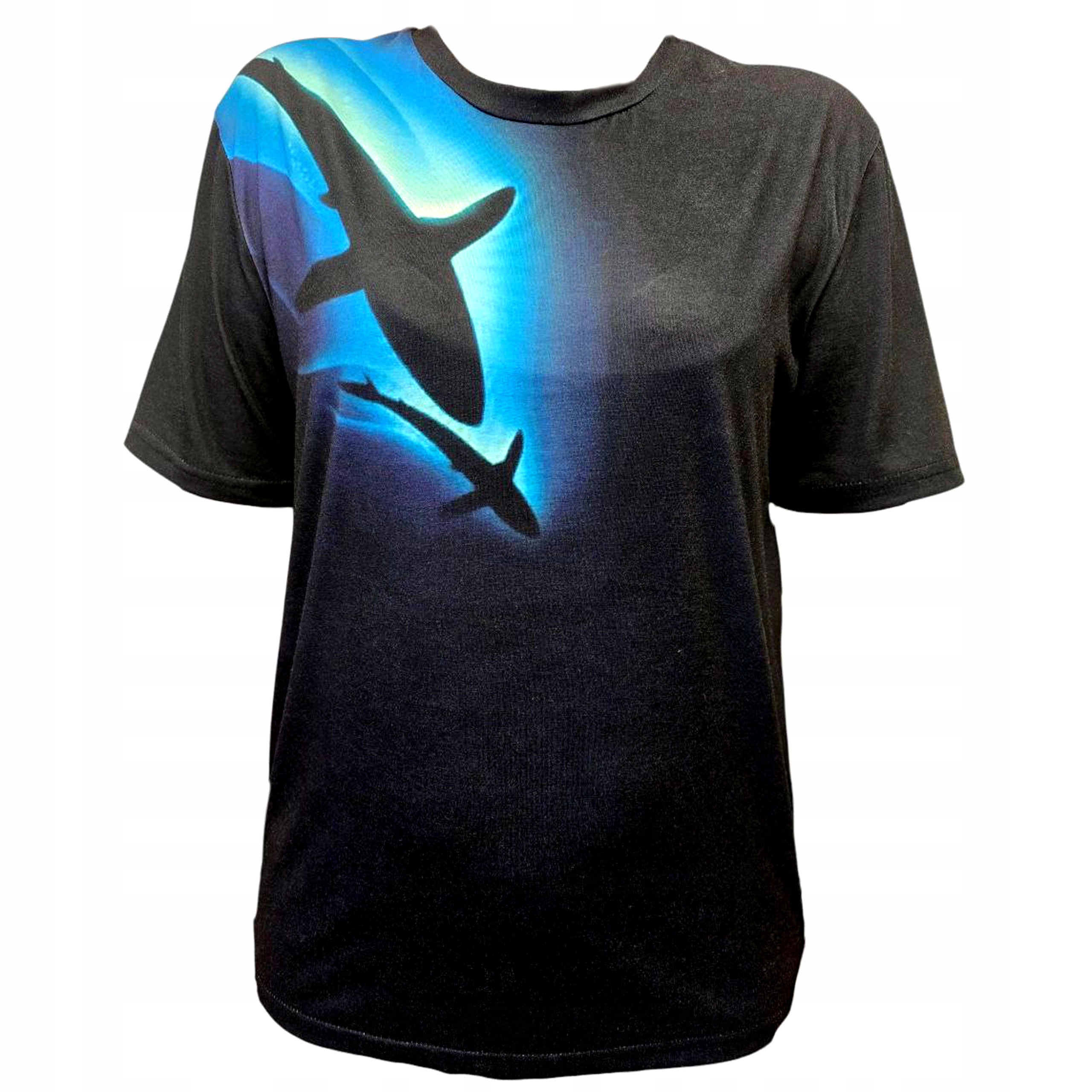Koszulka T-shirt z krótkim rękawem duży i mały rekin czarna roz. M