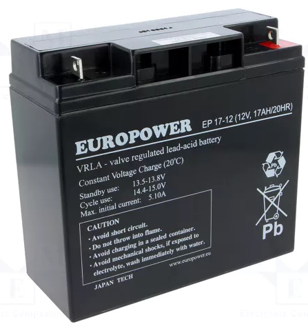 Akumulator Bateria Agm Vrla Europower Ep 12V 17Ah EP17-12 EP17 Alarm Ups