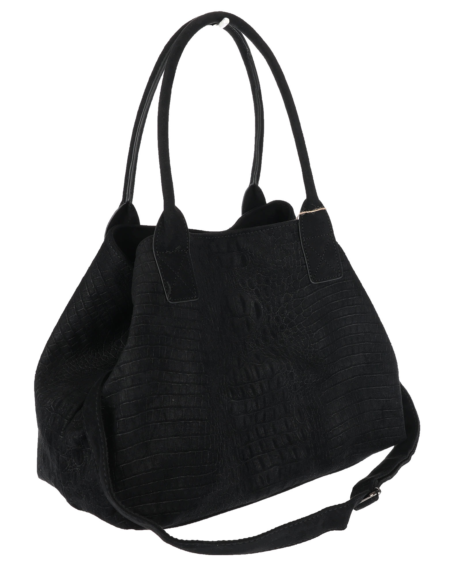 Dámská shopper kabelka semišová módní lehká taška pásek L540 Černá