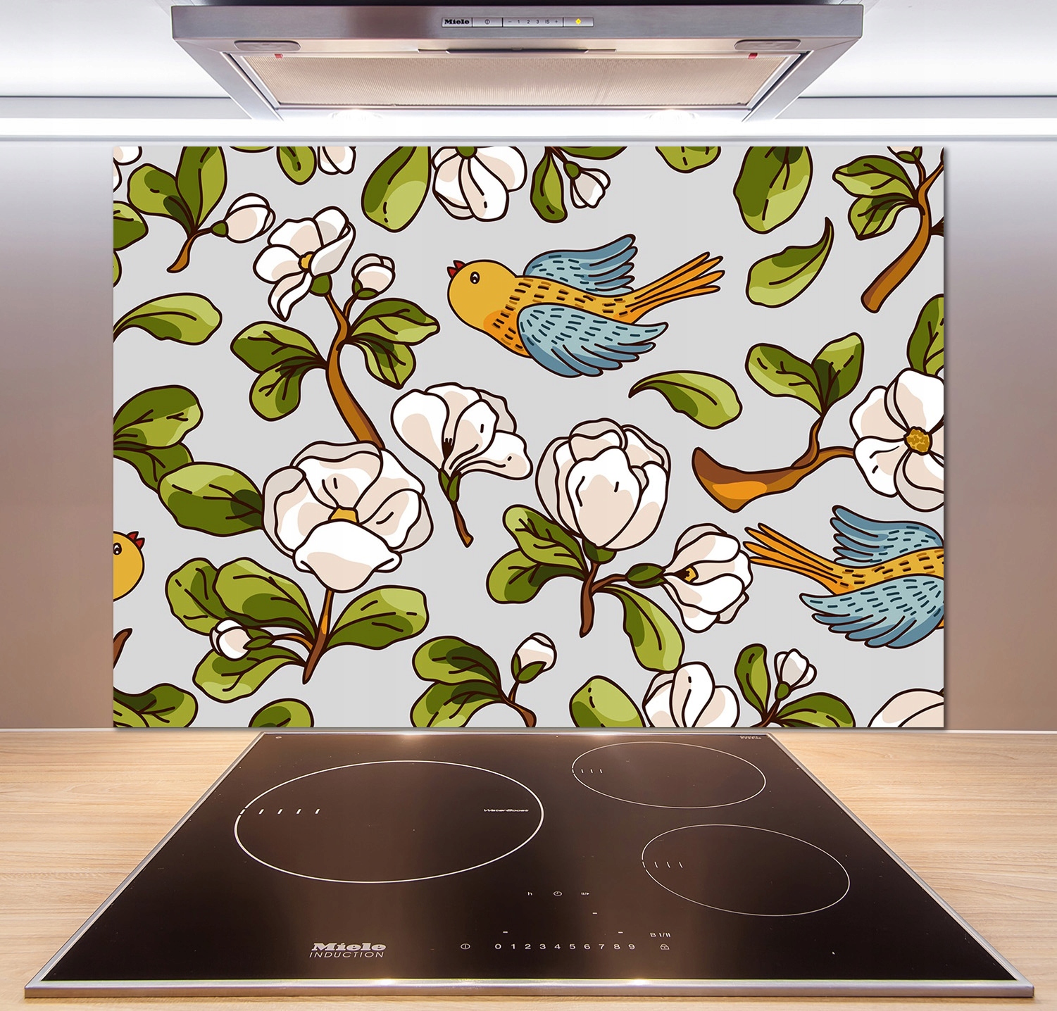 

Panel do kuchni Kwiaty i ptaki 100x70 cm + Klej