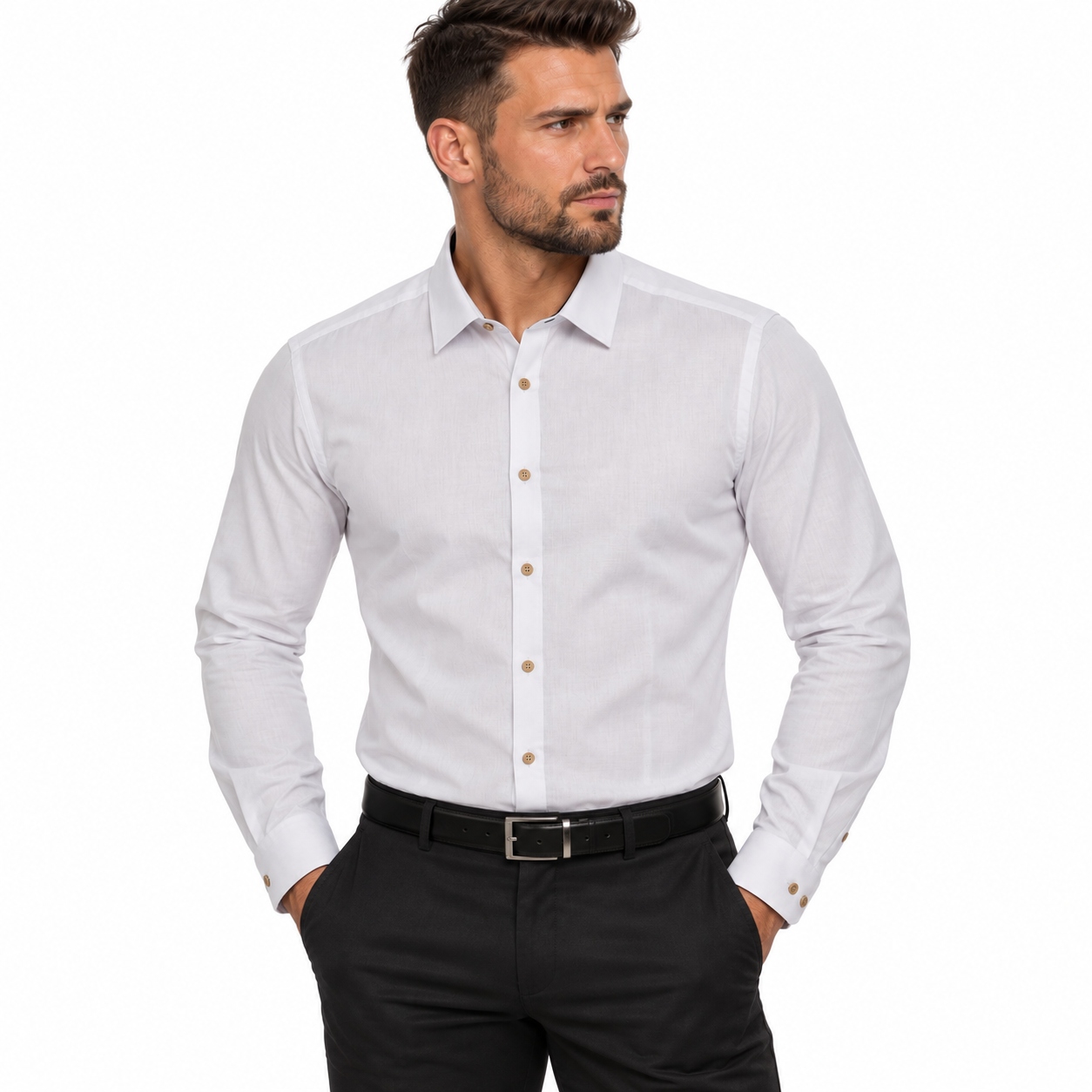Pánská Bílá Košile S Dlouhým Rukávem Bavlna Elegantní Návštěvnická XL 42/43