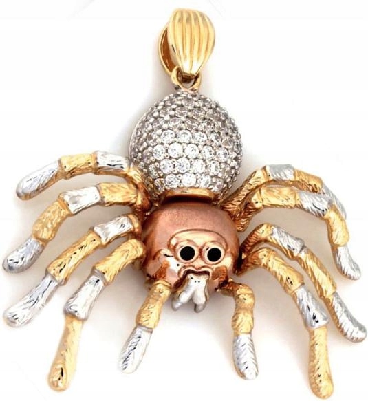 Zlatý přívěsek 585 tříbarevný pavouk 7.59 g, módní vzor na řetízek