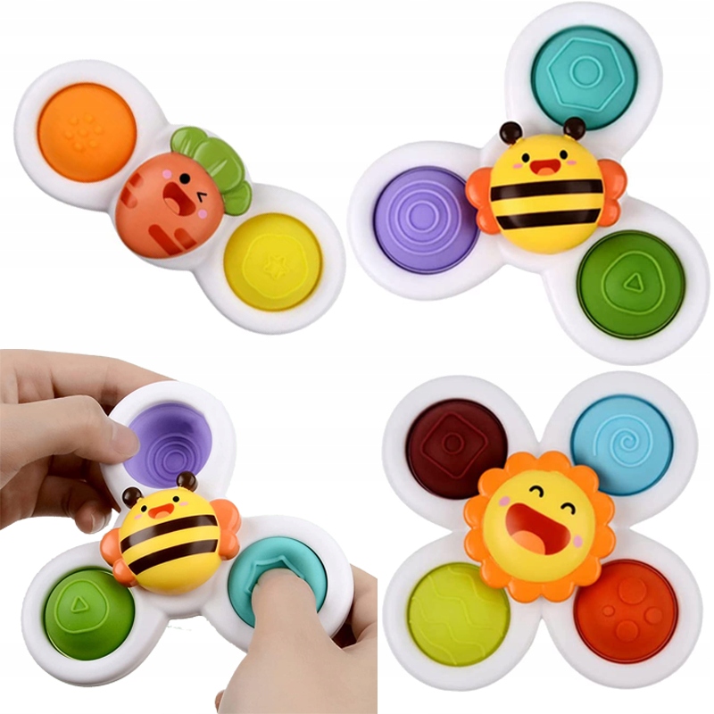 

3x Grzechotka Z Przyssawką Na Szybę Spinner Wirują