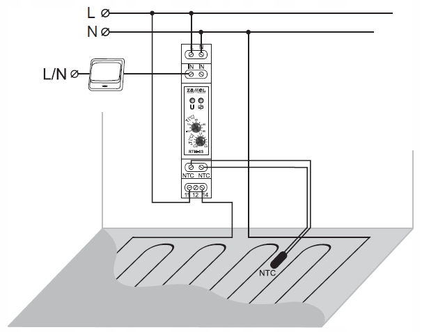 Regulator temperatury z sondą 3m DIN RTM-03 Rodzaj włącznik