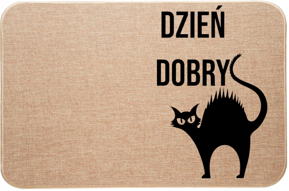 Vstupní Lněná Stěračka Naladěná kočka Dobrý Den