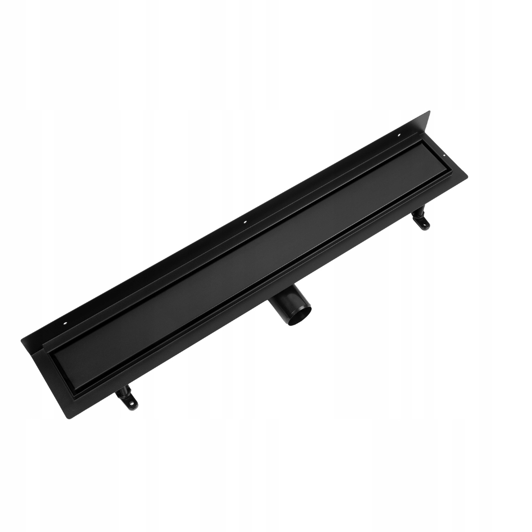 Lineární odtok Nástěnný Duo pod dlažbu Černý 60 cm Nízký Sifon fi 50