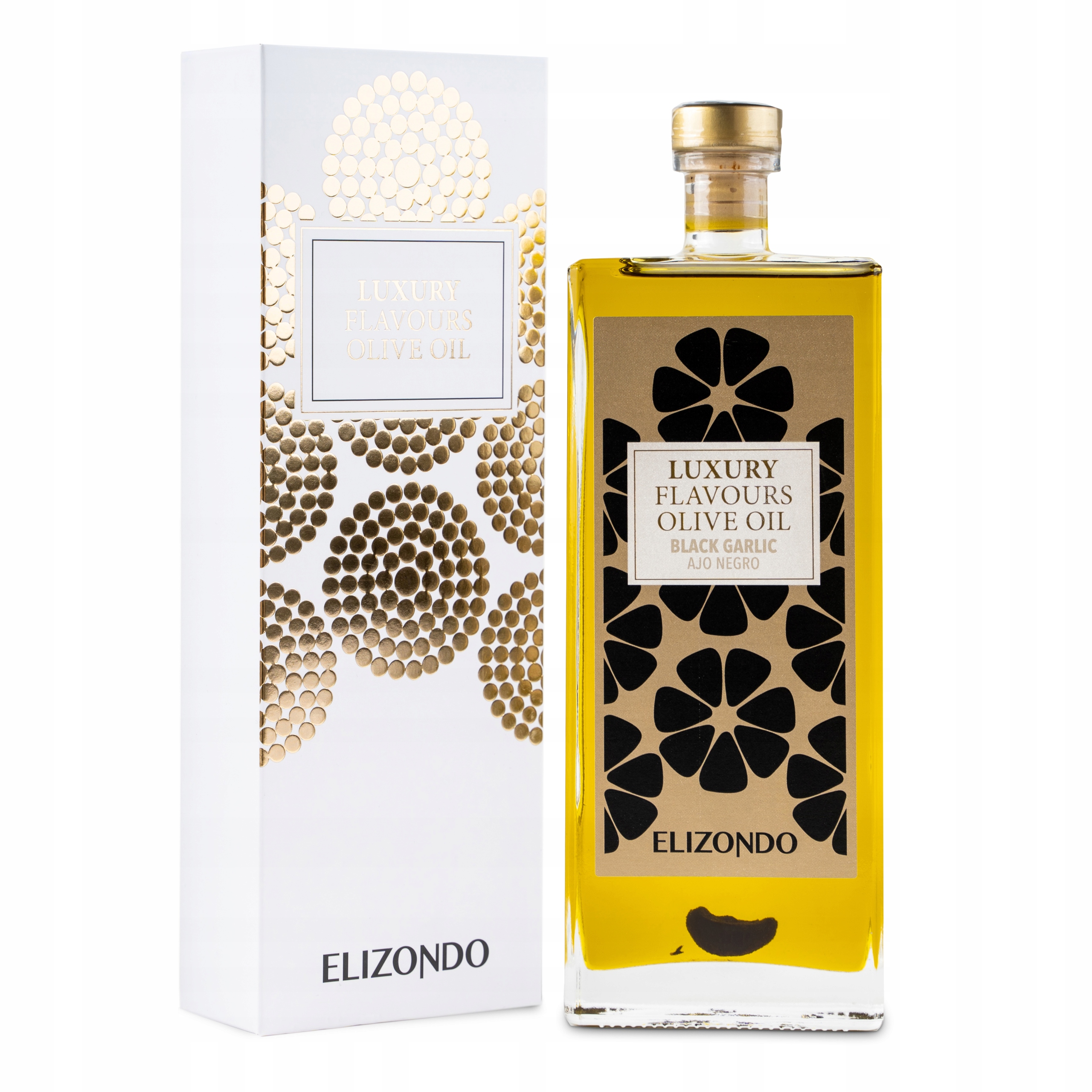 Levně Olej Elizondo Černý Česnek (Ajo negro) 500 ml v dárkovém balení