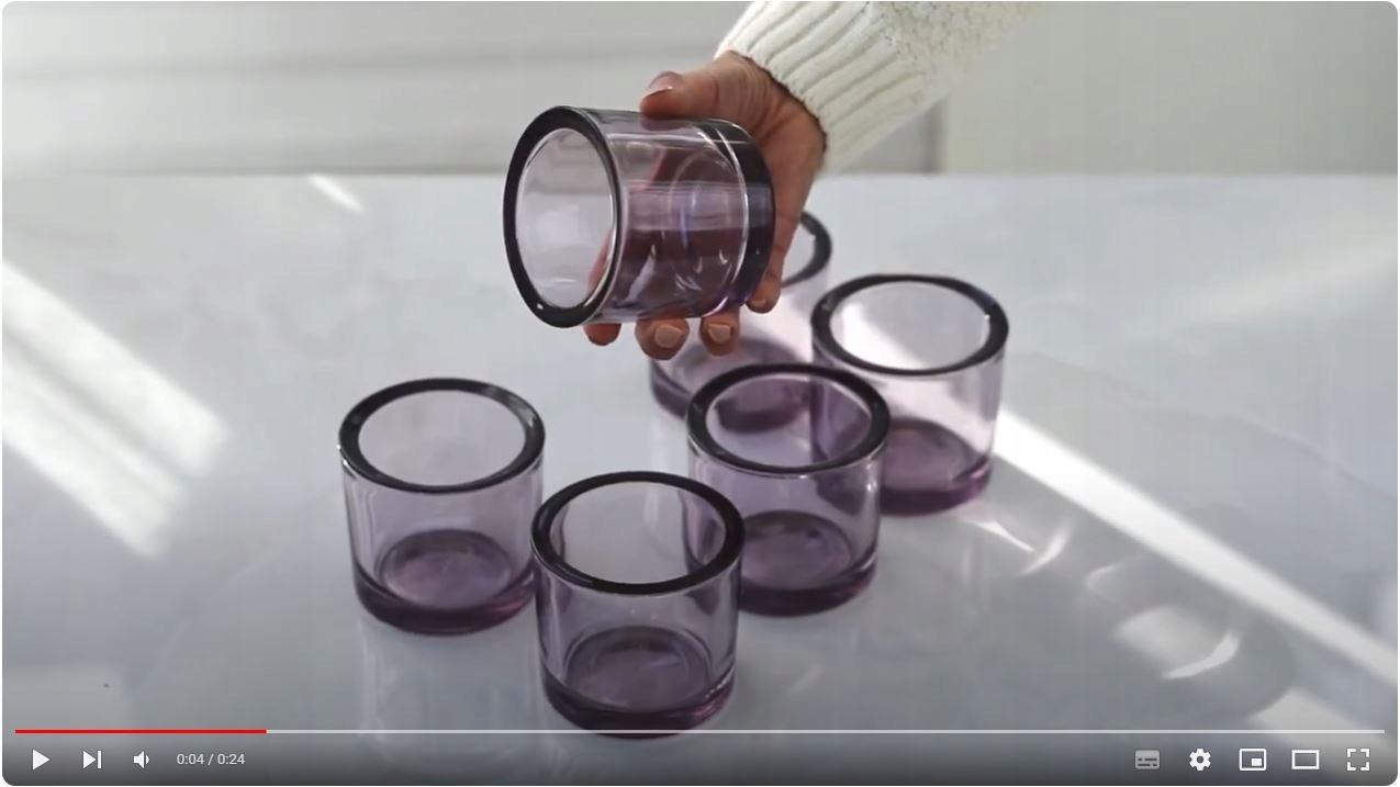 ZESTAW POJEMNIKÓW Cylindrów na Tealighty ZALEW ŚWIEC 6 szt. FIOLETOWE Materiał szkło