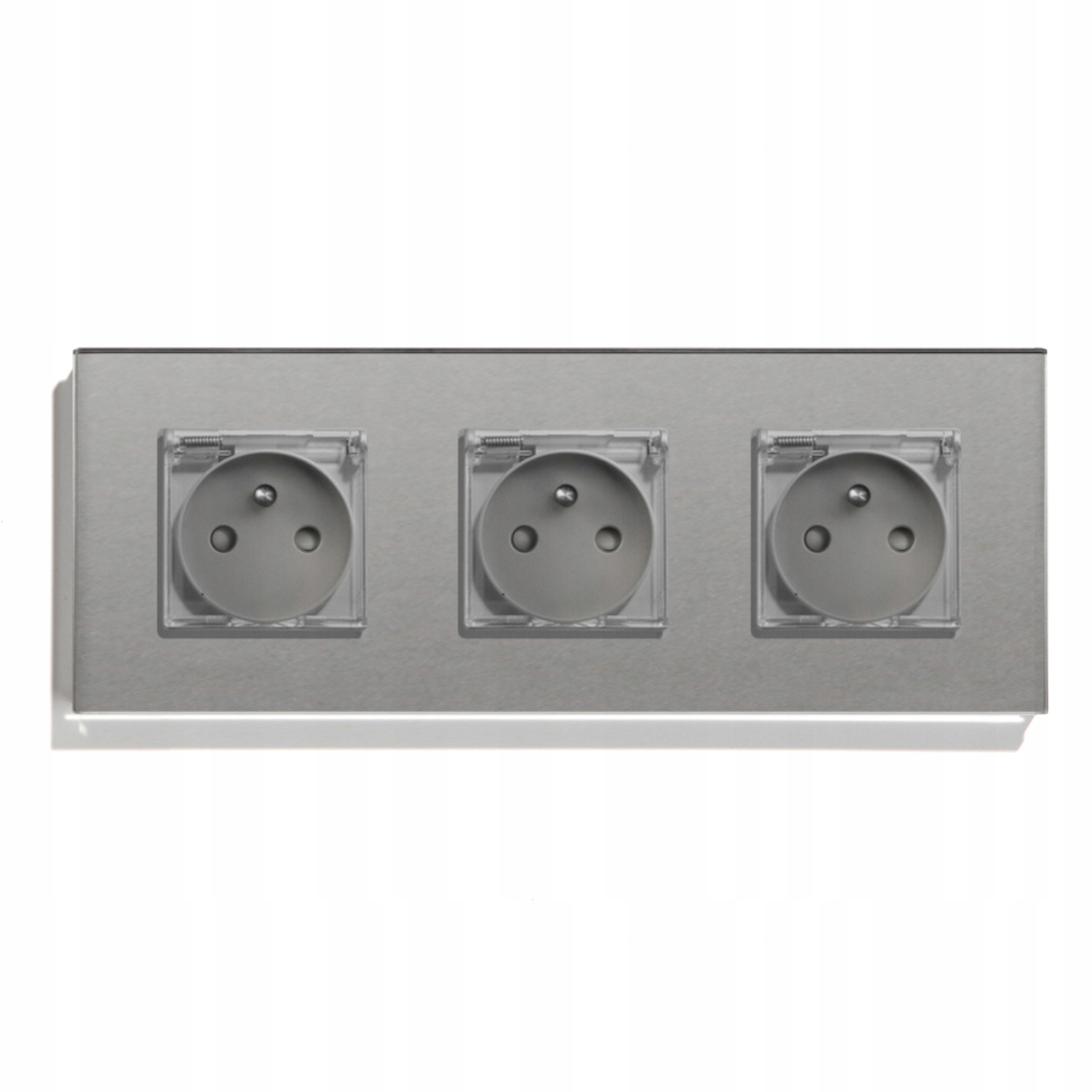 Elektrická Zásuvka Skleněná Trojitá Hermetická Koupelnová IP44 S Klapkou