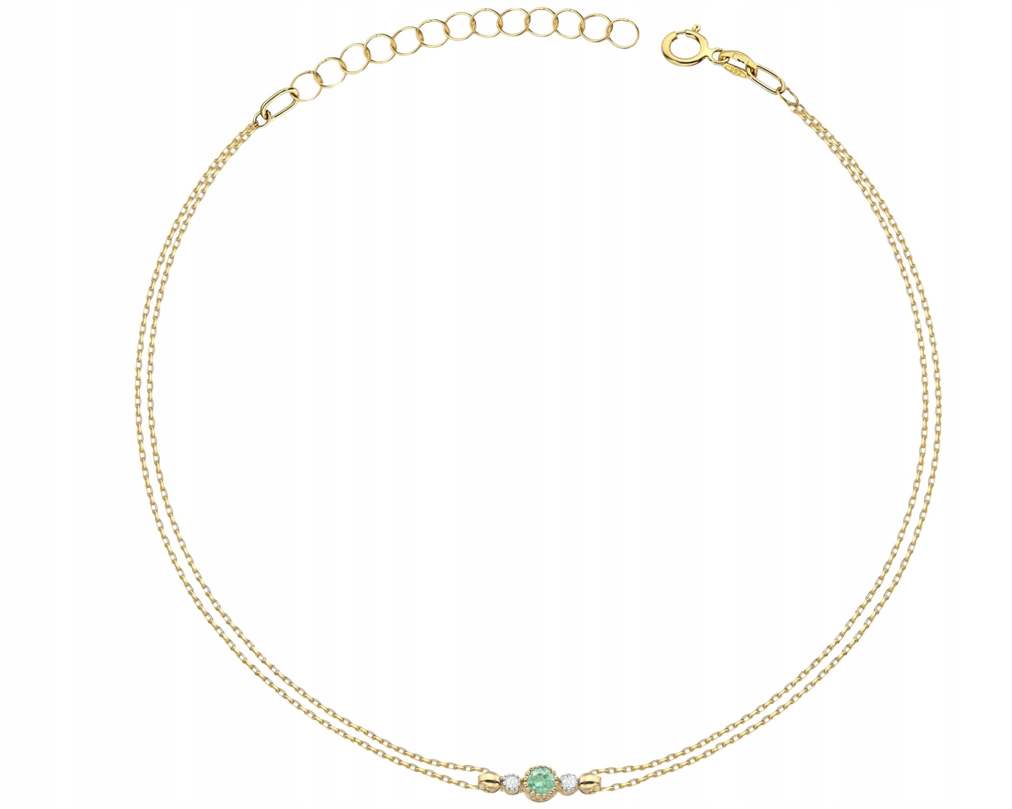 Zlatý Náramek Se Zeleným Smaragdem A Diamanty Zlato 585 Dárek