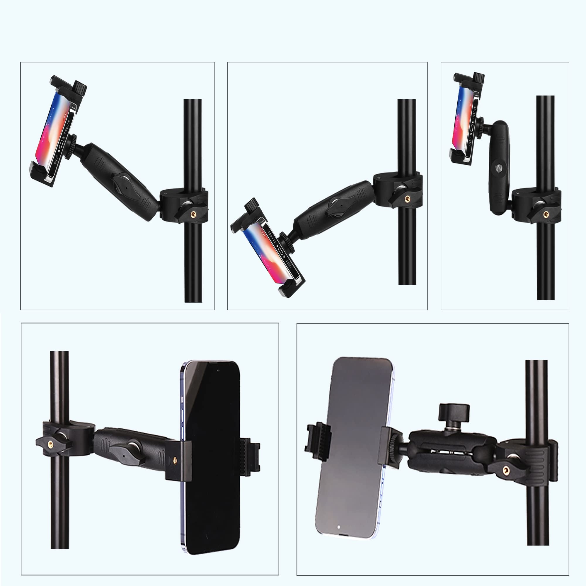 PEASTREX Statyw Mikrofonowy Uchwyt Telefonu 360° do Smartfonów 3.5-7 Cala — miniatura 8