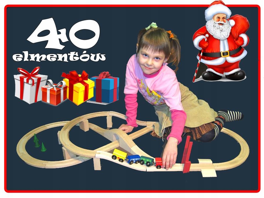 KOLEJKA DREWNIANA - MIX 135 ELEMENTÓW - PRODUCENT ! (Christmas Edit) Seria 3in1 PROMO