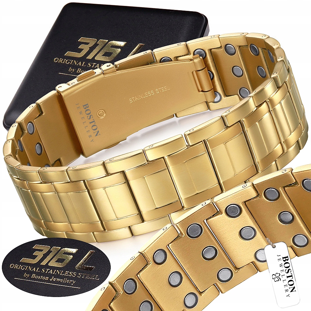 Široký Zdravotní Zlatý Náramek Pánský Náramek Magnetický Silný 21 MM