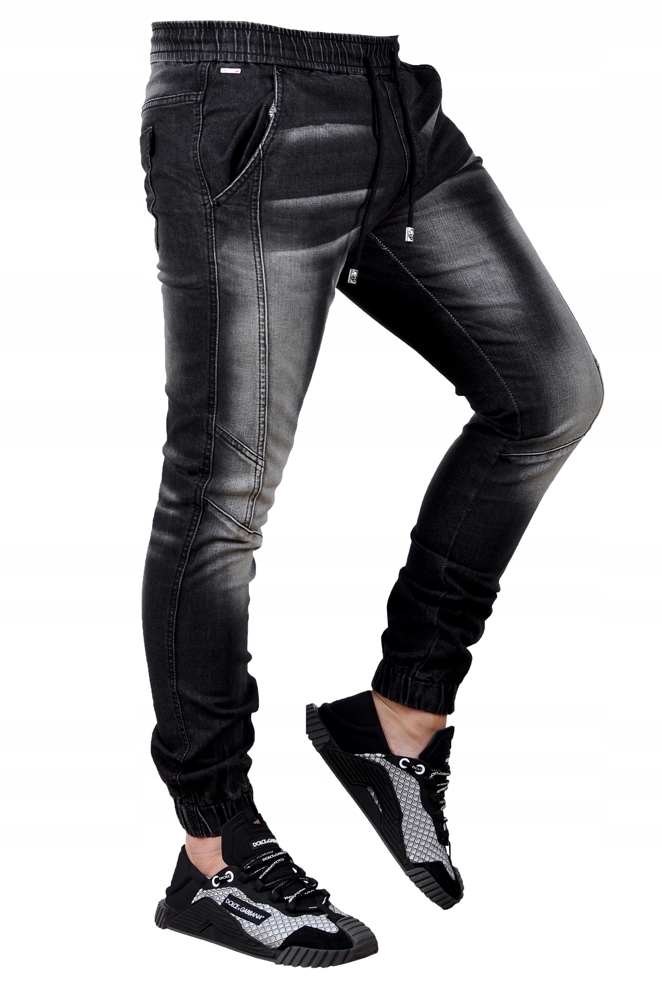 MP0115-N r. M Jeansy ze Ściągaczami JOGGERY MĘSKIE WYGODNE ELASTYCZNE Rozmiar M