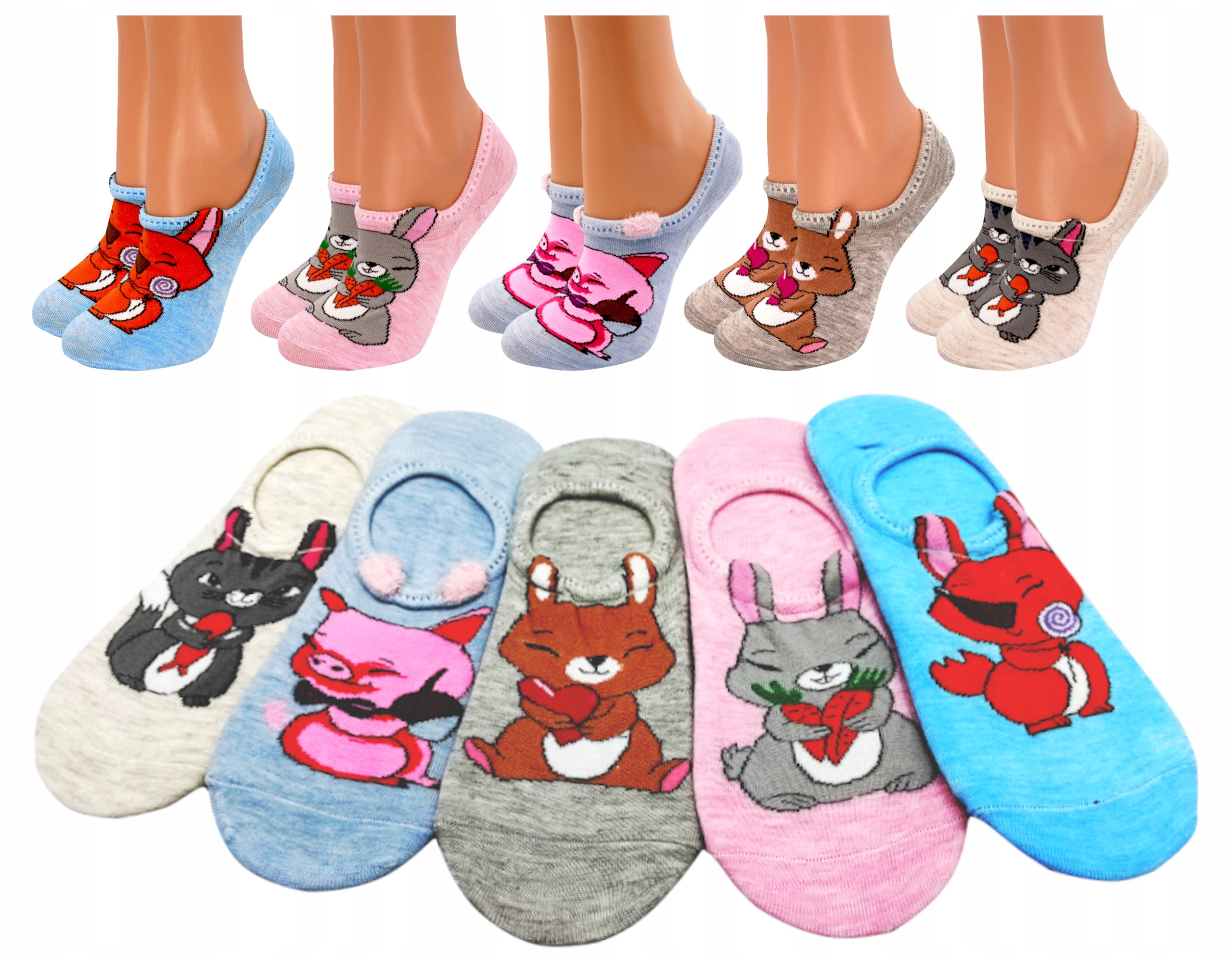 

6x Stopki Damskie Skarpety Krótkie 36-38 Cotton