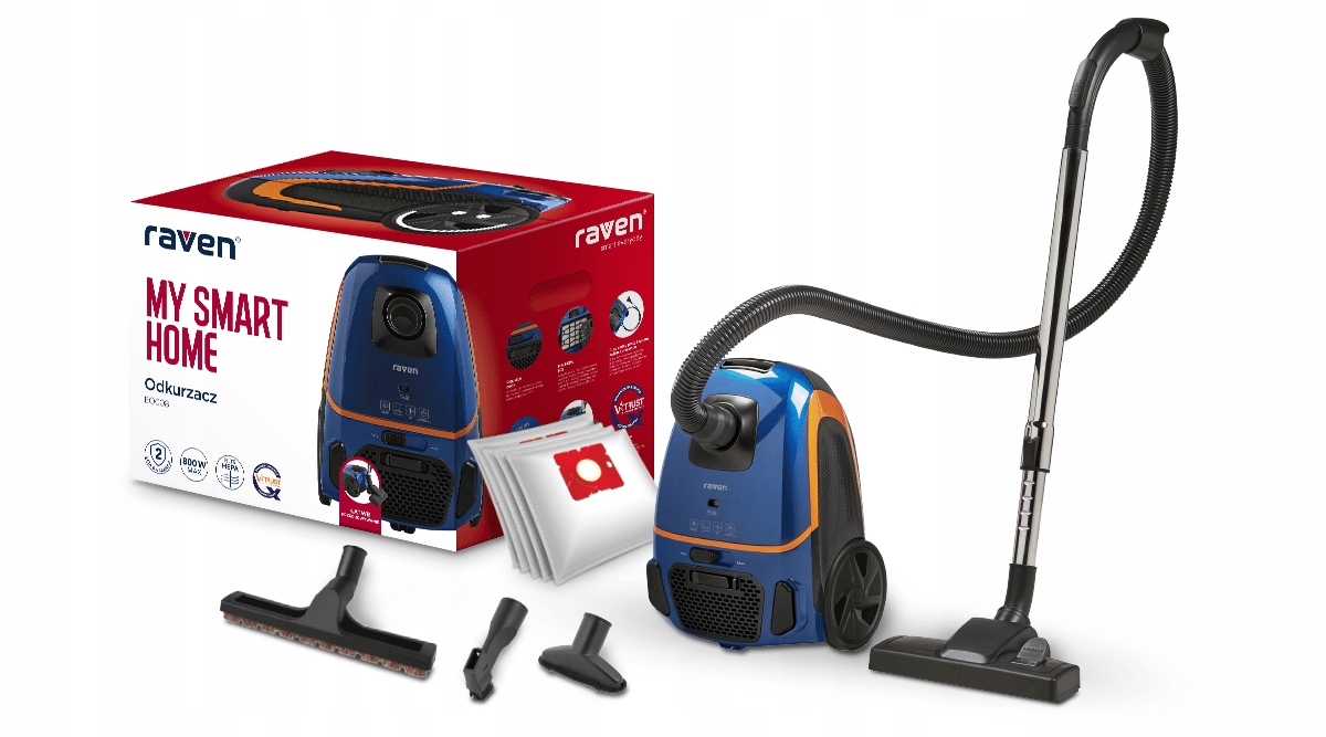 Odkurzacz tradycyjny RAVEN EO008 Kolor dominujący niebieski