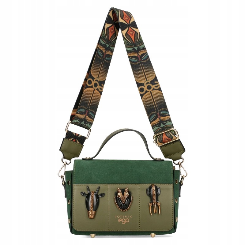 Dámská kabelka Ego Kufřík přes rameno Semiš Přírodní kůže Logovaný Pásek