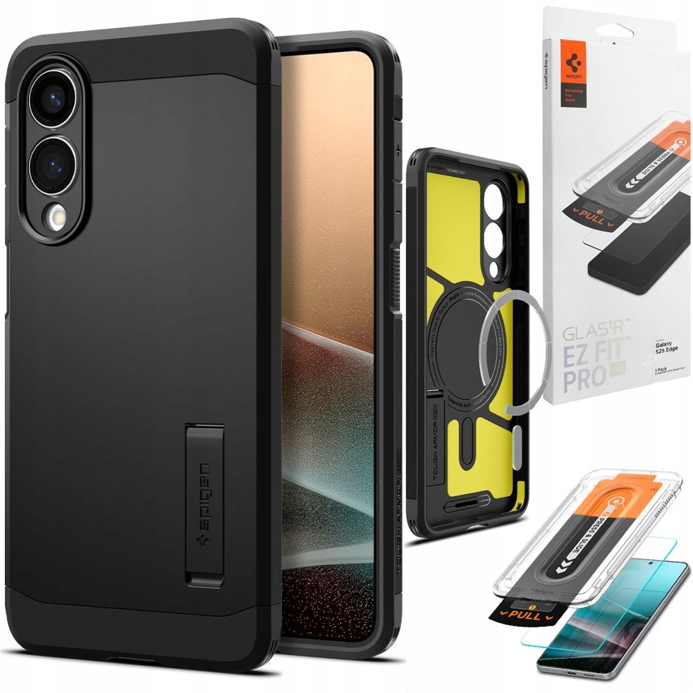 Set Spigen Pouzdro Tough Armor s MagSafe Qi2 Sklo pro Galaxy S25 Edge