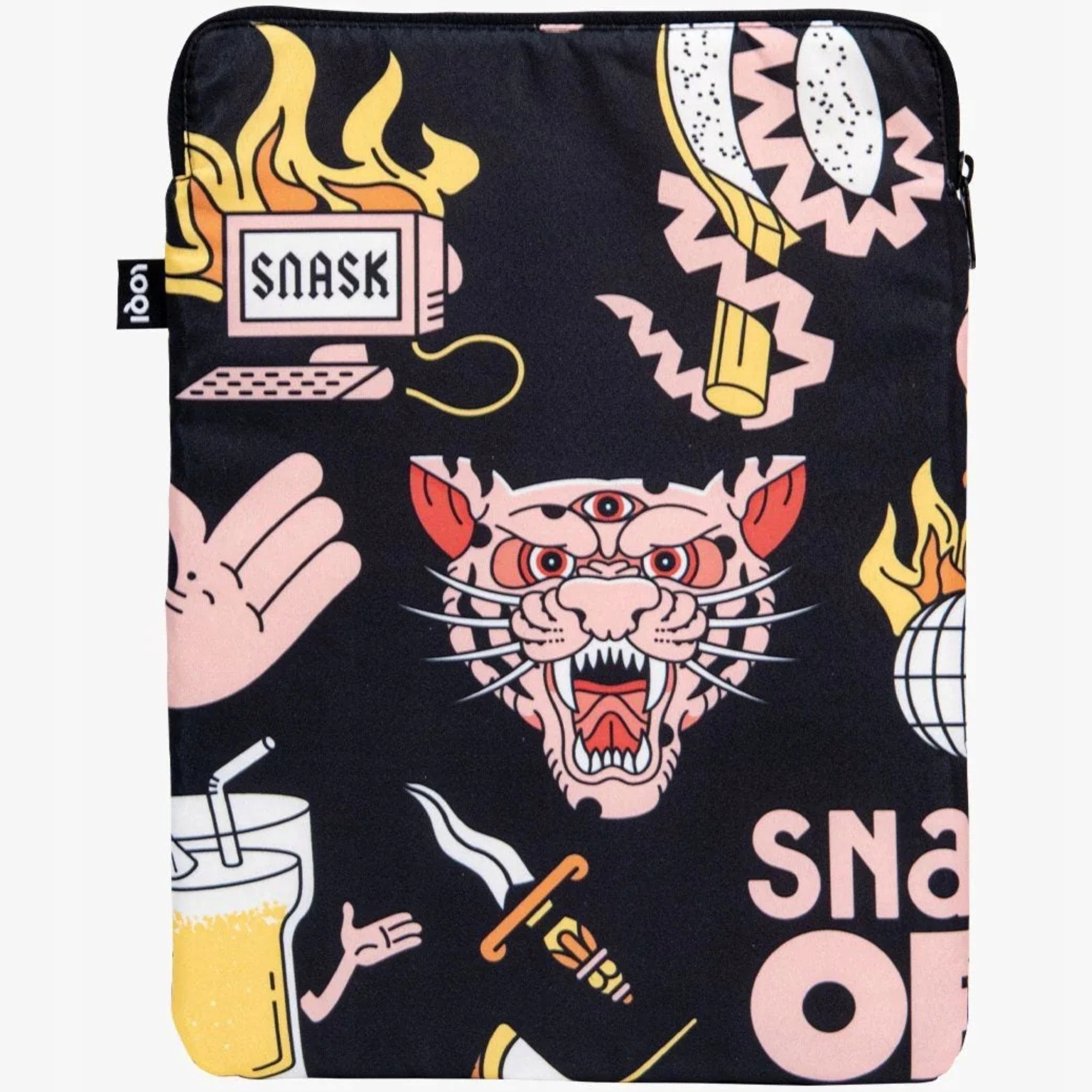 Torba na laptopa Loqi Snask Tiger Snake Beer Black Loqi